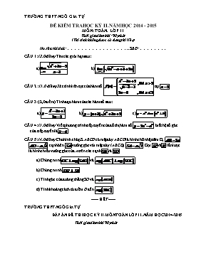 Đề kiểm tra kỳ II môn học Toán lớp 11